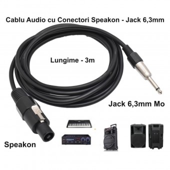 ALX-11B001 CABLU AUDIO JACK 6,3 TATA MONO - SPEAK-ON TATA PROF - 6MM / 3M