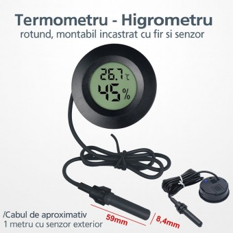 ALX-13C025 TERMOMETRU - HIGROMETRU DIGITAL HT-3 INCASTRABIL CU SONDA SI AFISAJ LCD