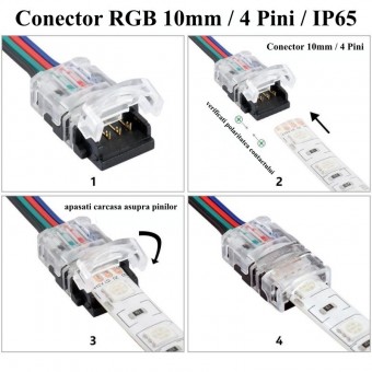 ALX-18E004 CONECTOR BANDA LED RGB 10MM 4 PINI 4 FIRE