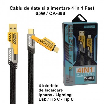ALX-2B048 CABLU DE DATE 4 IN 1 SUPER FAST - PD 27W, USB 65W, IPHONE - 1,2M / CA-888