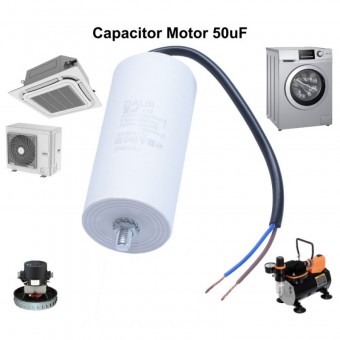 ALX-3A090 CONDENSATOR MOTOR CU SURUB SI FIRE - 50UF / 450V