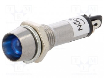 IND8-12B-B LAMPA CONTROL LED CONCAV ALBASTRU 12VDC DIAMETRU 8.2MM