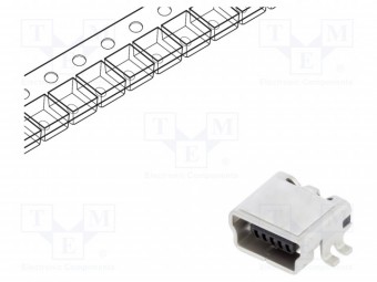 UX60SC-MB-5ST-80/C SOCLU USB B MINI PENTRU PCB SMT 5 PINI ORIZONTAL USB 2.0