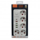 ALX-14E044 PRELUNGITOR MULTIFUNCTIONAL 5 PRIZE - 2M CU 4 X USB 2,1A - PD SI INTRERUPATOR