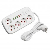 ALX-14E044 PRELUNGITOR MULTIFUNCTIONAL 5 PRIZE - 2M CU 4 X USB 2,1A - PD SI INTRERUPATOR