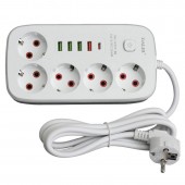 ALX-14E044 PRELUNGITOR MULTIFUNCTIONAL 5 PRIZE - 2M CU 4 X USB 2,1A - PD SI INTRERUPATOR
