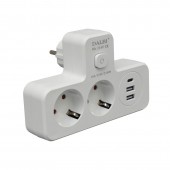 ALX-14F024 DUBLU STECHER MULTIFUNCTIONAL CU 2 X USB QC3.0 - 1PD 20W SI LUMINA DE VEGHE