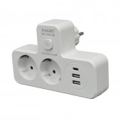 ALX-14F024 DUBLU STECHER MULTIFUNCTIONAL CU 2 X USB QC3.0 - 1PD 20W SI LUMINA DE VEGHE