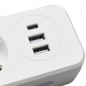 ALX-14F024 DUBLU STECHER MULTIFUNCTIONAL CU 2 X USB QC3.0 - 1PD 20W SI LUMINA DE VEGHE