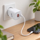 ALX-2A048 INCARCATOR RETEA RAPID CU TIP C PD 20W SI USB QC3.0 18W ALB CD-10