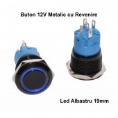 ALX-6D052 PUSH BUTON NEGRU 19MM/LED ALBASTRU
