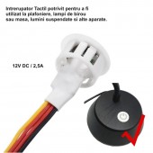 ALX-6D073 INTRERUPATOR TOUCH SENZOR 13MM DIMABIL 12V-2,5A / HST06 - ALB