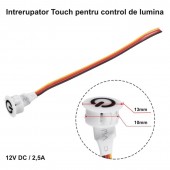 ALX-6D073 INTRERUPATOR TOUCH SENZOR 13MM DIMABIL 12V-2,5A / HST06 - ALB