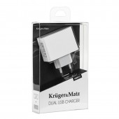KM0017-A INCARCATOR RETEA DUAL USB 2.1A KRUGER&MATZ