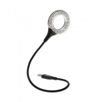 09395 LAMPA USB CU LUPA 32MM BRAT FLEXIBIL 18 LEDURI