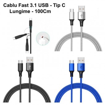 ALX-2B049 CABLU USB FAST CHARGER 3.1 TIP C - 1M / CA-8553 DIVERSE CULORI