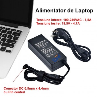 ALX-2G001 ALIMENTATOR LAPTOP SONY 19,5V-4,7A CU MUFA DC 6,5MM X 4,4MM PIN CENTRAL