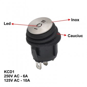 ALX-6A026 BUTON ROTUND CU INOX 6A-3P / 20X33MM