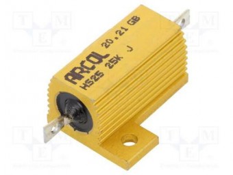 HS25-25KJ REZISTOR BOBINAT CU RADIATOR INSURUBARE 25KOHM 25W 550V
