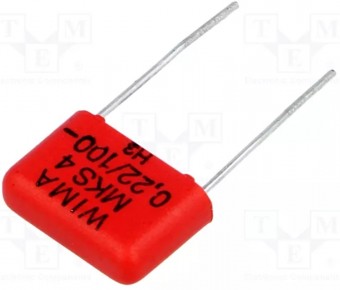 MKS4-220N/1000-5% CONDENSATOR POLIESTER 220NF 63VAC 100VDC 22.5MM