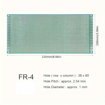 PLACA PCB DUBLU FATA GAURI METALIZATE 10X22CM VERDE