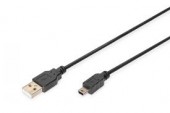 AK-300130-018-S CABLU USB A MINI USB B 1.8M NEGRU NICHELAT