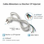 ALX-11I030 CABLU ALIMENTARE CU STECHER SCHUKO 3X0.75MM² 300/500V LUNGIME 1.4M ALB