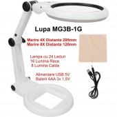 ALX-17C025 LUPA DE MARIT 4X, 8X CU STATIV, LENTILA 5H SI 24 LED / MG3B-1G