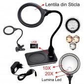ALX-17C026 LUPA DE MARIT 10X, 20X DIN STICLA, CU SUPORT SI CLESTE, 3 CULORI DE LUMINA, MG-HYZ-110