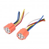 ALX-1A034 SET 2 SOCLURI CERAMICE PENTRU RELEE AUTO CU 5 PINI SI FIRE 10CM