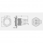 ALX-6D052 PUSH BUTON NEGRU 19MM/LED ALBASTRU