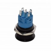 ALX-6D052 PUSH BUTON NEGRU 19MM/LED ALBASTRU