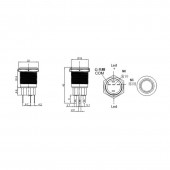 ALX-6D052 PUSH BUTON NEGRU 19MM/LED ALBASTRU