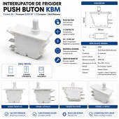 ALX-6D078 INTRERUPATOR USA FRIGIDER PUSH BUTON KBM 2A 250V AC FARA RETINERE