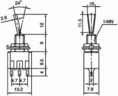 TSM103F1 COMUTATOR BASCULANT 3 POZITII SP3T ON-OFF-ON 3A/250VAC 